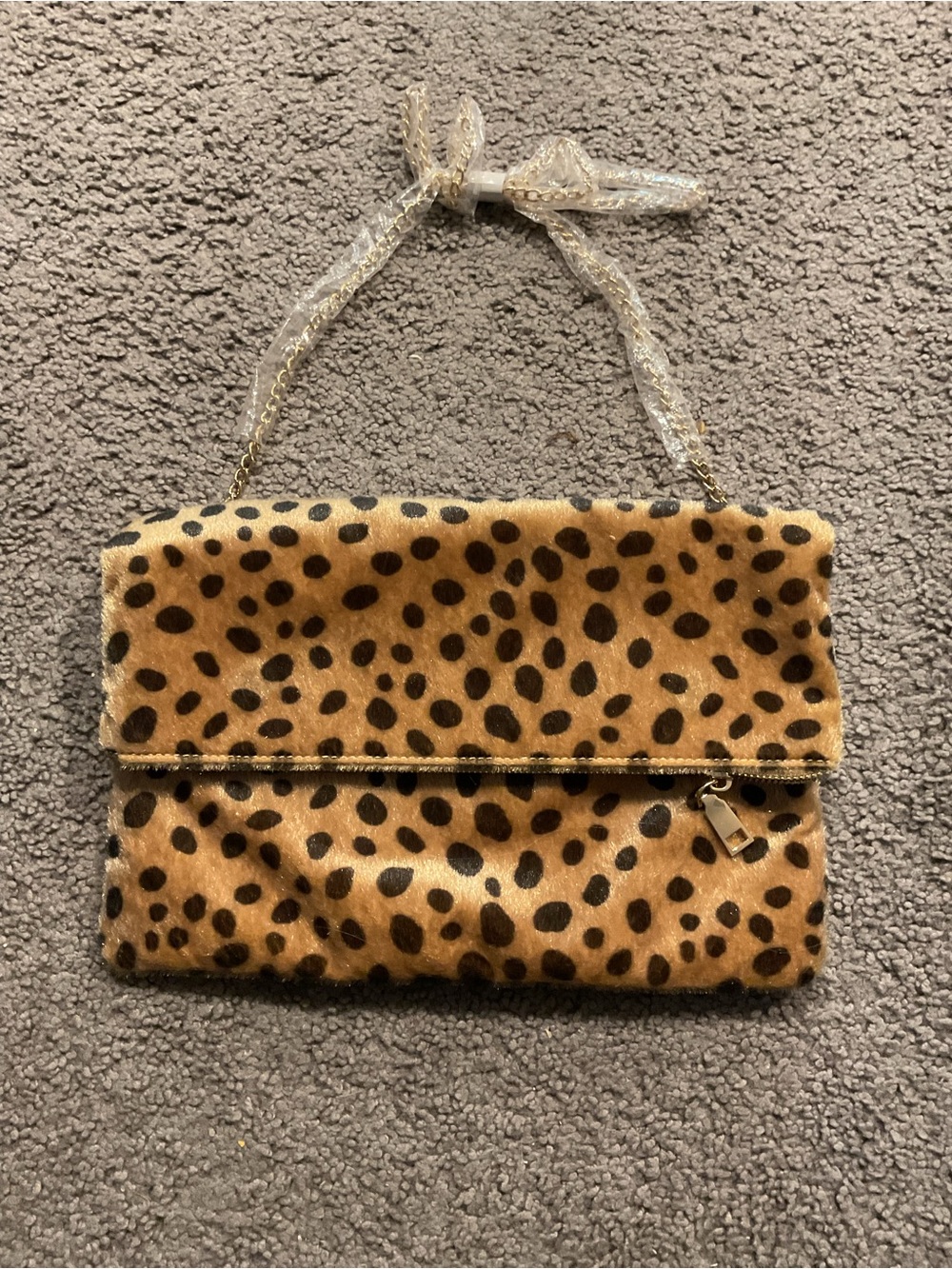 NWT Francesca’s Leopard Velvet Cutch Fold-Over Crossbody Purse Y2K Rockabilly
